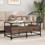 vidaXL sofabord med glasplade 98,5x50x45 cm brun egetræsfarve - Kategori: 4 vidaXL sofabord med glasplade 98,5x50x45 cm brun egetræsfarve