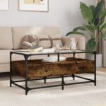 vidaXL sofabord med glasplade 98,5x50x45 cm røget egetræsfarve - Kategori: 4 vidaXL sofabord med glasplade 98,5x50x45 cm røget egetræsfarve