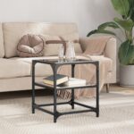 vidaXL sofabord med sort glastop 40x40x45 cm stål - Kategori: 4 vidaXL sofabord med sort glastop 40x40x45 cm stål