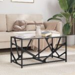vidaXL sofabord med sort glastop 78,5x40x41 cm stål - Kategori: 4 vidaXL sofabord med sort glastop 78,5x40x41 cm stål