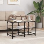 vidaXL sofabord med sort glastop 78,5x40x45 cm stål - Kategori: 4 vidaXL sofabord med sort glastop 78,5x40x45 cm stål