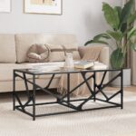 vidaXL sofabord med sort glastop 98,5x50x41 cm stål - Kategori: 4 vidaXL sofabord med sort glastop 98,5x50x41 cm stål