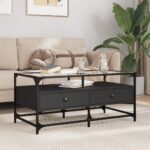 vidaXL sofabord med sort glastop 98,5x50x45 cm stål - Kategori: 4 vidaXL sofabord med sort glastop 98,5x50x45 cm stål