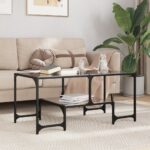vidaXL sofabord med sort glastop 98,5x50x45 cm stål - Kategori: 4 vidaXL sofabord med sort glastop 98,5x50x45 cm stål