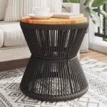 vidaXL sofabord med trådnetbase Ø 45×44 cm massivt akacietræ sort - Kategori: 4 vidaXL sofabord med trådnetbase Ø 45x44 cm massivt akacietræ sort