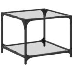 vidaXL sofabord med transparent glastop 50x50x40 cm stål - Kategori: 4 vidaXL sofabord med transparent glastop 50x50x40 cm stål