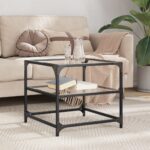 vidaXL sofabord med transparent glastop 50x50x45 cm stål - Kategori: 4 vidaXL sofabord med transparent glastop 50x50x45 cm stål