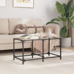 vidaXL sofabord med transparent glastop 78,5x40x40 cm stål - Kategori: 4 vidaXL sofabord med transparent glastop 78,5x40x40 cm stål