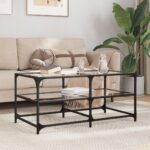 vidaXL sofabord med transparent glastop 98,5x50x45 cm stål - Kategori: 4 vidaXL sofabord med transparent glastop 98,5x50x45 cm stål