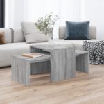 vidaXL sofabordssæt 100x48x40 cm konstrueret træ grå sonoma-eg - Kategori: 4 vidaXL sofabordssæt 100x48x40 cm konstrueret træ grå sonoma-eg