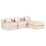 3-personers modulær puf stof beige - Kategori: Komfortable og praktiske puffer 4 3-personers modulær puf stof beige