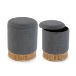 Aftagelig puf Versa Grå Bambus Træ MDF 36 x 44 x 36 cm (2 Dele) - Kategori: Komfortable og praktiske puffer 4 Aftagelig puf Versa Grå Bambus Træ MDF 36 x 44 x 36 cm (2 Dele)