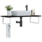 Badeværelseshylde stål og massivt egetræ - Kategori: Egetræshylder til hjemmet 4 Badeværelseshylde stål og massivt egetræ