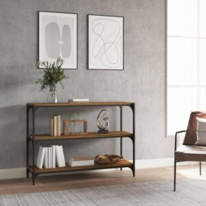 Bogreol 100x33x70,5 cm konstrueret træ og stål røget egetræ