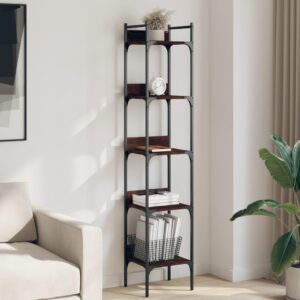 Bogreol 35x30x174 cm 5 hylder konstrueret træ brunt egetræ