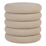 HOUSE NORDIC Brooklyn puf, m. opbevaring - beige bouclé polyester stof (Ø44)