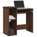 Skrivebord m. hylder 84x40x78 cm konstrueret træ brun egetræ - Kategori: Egetræshylder til hjemmet 4 Skrivebord m. hylder 84x40x78 cm konstrueret træ brun egetræ