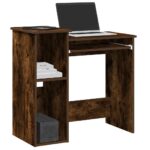 Skrivebord m. hylder 84x40x78 cm konstrueret træ røget egetræ - Kategori: Egetræshylder til hjemmet 4 Skrivebord m. hylder 84x40x78 cm konstrueret træ røget egetræ