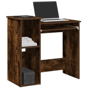 Skrivebord m. hylder 84x40x78 cm konstrueret træ røget egetræ