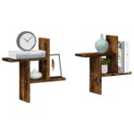 Væghylder 2 stk. 38x12x38 cm konstrueret træ røget egetræ - Kategori: Egetræshylder til hjemmet 4 Væghylder 2 stk. 38x12x38 cm konstrueret træ røget egetræ