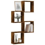 Væghylder 4 stk. 30x15x30 cm kubeformet røget egetræ