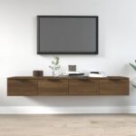 Vægskabe 2 stk. 68x30x20 cm konstrueret træ brunt egetræ - Kategori: Egetræshylder til hjemmet 4 Vægskabe 2 stk. 68x30x20 cm konstrueret træ brunt egetræ
