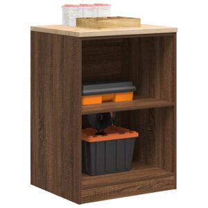 vidaXL Garageopbevaringsskab brun eg 60x51x85 cm massivt træ fyrretræ