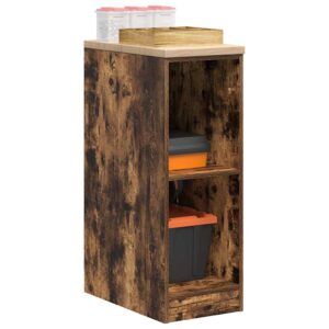 vidaXL Garageopbevaringsskab røget eg 30x51x85 cm massivt træ fyrretræ