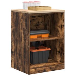 vidaXL Garageopbevaringsskab røget eg 60x51x85 cm massivt træ fyrretræ