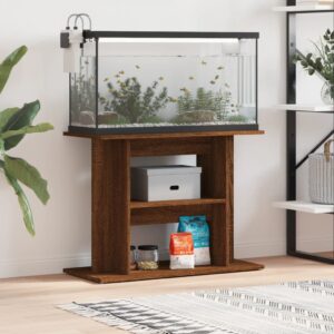 vidaXL akvariebord 80x35x60 cm konstrueret træ brun egetræsfarve