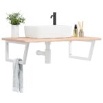 vidaXL badeværelseshylde stål og massivt egetræ