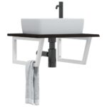 vidaXL badeværelseshylde stål og massivt egetræ - Kategori: Egetræshylder til hjemmet 4 vidaXL badeværelseshylde stål og massivt egetræ