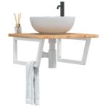 vidaXL badeværelseshylde stål og massivt egetræ