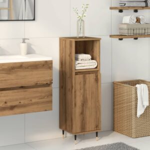 vidaXL badeværelsesskab 30x30x100 cm konstrueret træ kunsteg