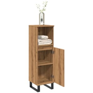 vidaXL badeværelsesskab 30x30x100 cm konstrueret træ kunsteg