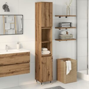 vidaXL badeværelsesskab 30x30x190 cm konstrueret træ kunsteg