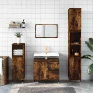 vidaXL badeværelsesskab 30x30x190 cm konstrueret træ røget egetræ