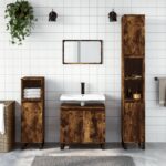 vidaXL badeværelsesskab 30x30x190 cm konstrueret træ røget egetræ - Kategori: Egetræshylder til hjemmet 4 vidaXL badeværelsesskab 30x30x190 cm konstrueret træ røget egetræ