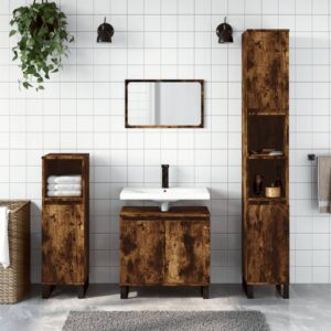 vidaXL badeværelsesskab 30x30x190 cm konstrueret træ røget egetræ