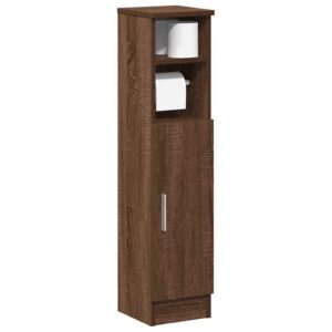 vidaXL badeværelsesskab med rulleholder 20,5x22x90 cm brun egetræ