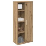 vidaXL badeværelsesskab med rulleholder 39x22x90 cm kunsteg - Kategori: Egetræshylder til hjemmet 4 vidaXL badeværelsesskab med rulleholder 39x22x90 cm kunsteg