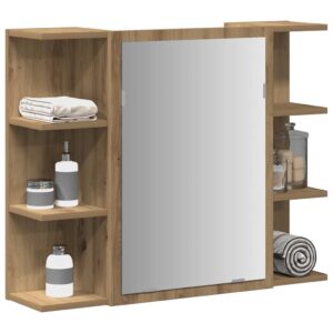 vidaXL badeværelsesskab med spejl 80x20,5x64 cm konstrueret træ