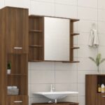 vidaXL badeværelsesskab + spejl 80×20,5×64 cm konstrueret træ brunt eg - Kategori: Egetræshylder til hjemmet 4 vidaXL badeværelsesskab + spejl 80x20,5x64 cm konstrueret træ brunt eg