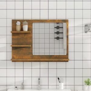 vidaXL badeværelsesspejl 60x10,5x45 cm konstrueret træ røget egetræ
