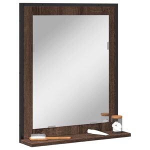 vidaXL badeværelsesspejl m. hylde 50x12x60 cm konstrueret træ brunt eg