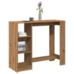 vidaXL barbord m. hylde 124x46x103,5 cm konstrueret træ egetræslook - Kategori: Egetræshylder til hjemmet 4 vidaXL barbord m. hylde 124x46x103,5 cm konstrueret træ egetræslook