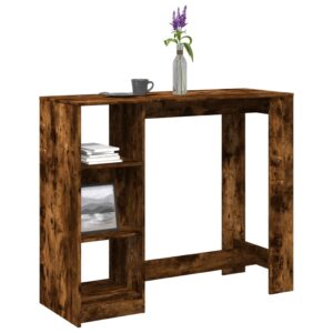 vidaXL barbord m. hylde 124x46x103,5 cm konstrueret træ røget eg