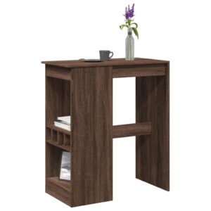 vidaXL barbord m. stativer 90x47,5x103,5cm konstrueret træ brun egetræ