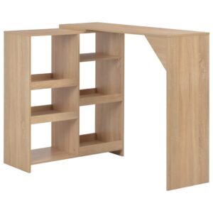 vidaXL barbord med flytbar hylde 138x39x110 cm egetræsfarve