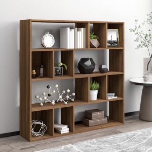 vidaXL bogreol 110x24x110 cm konstrueret træ brun egetræsfarve